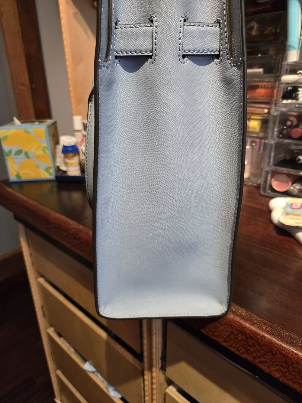 MICHAEL KORS Light Blue Saffiano Leather Tote